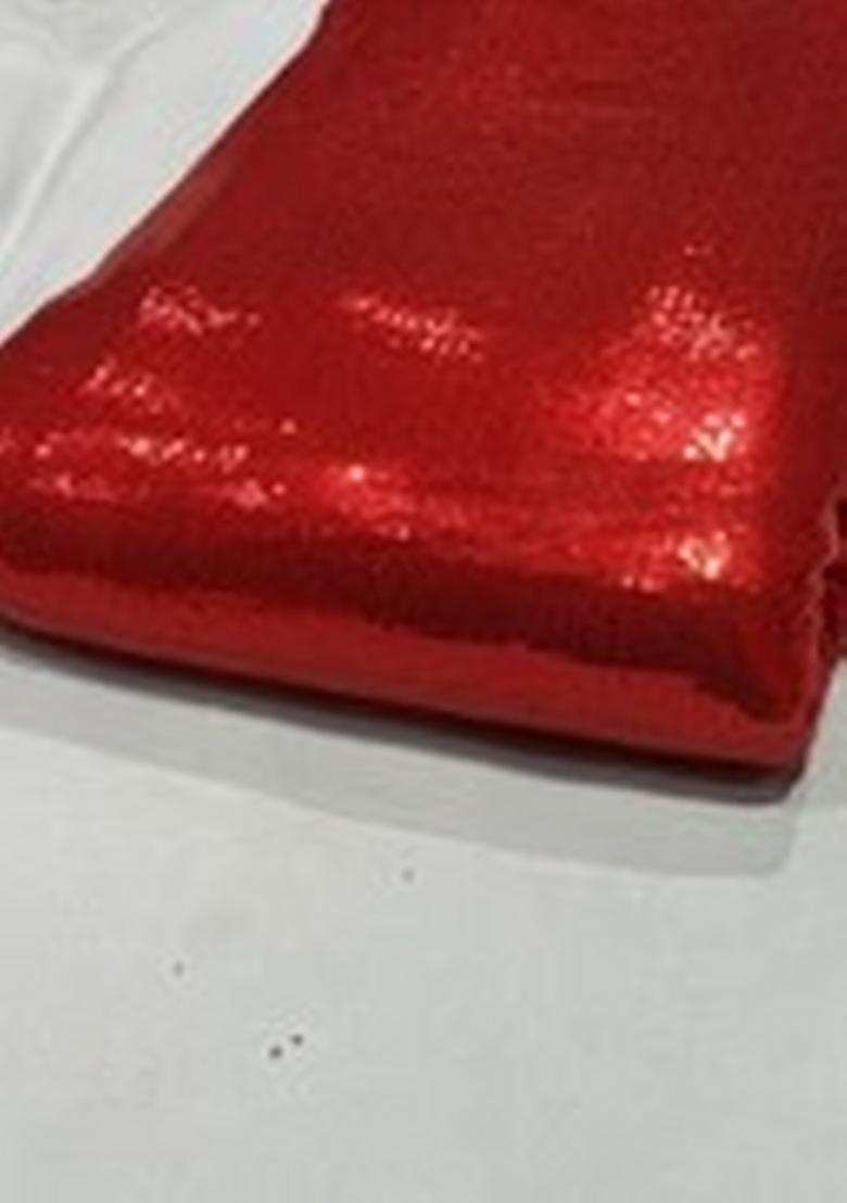 Red Sequin Blouse And Jacket Georgette Fusion Set