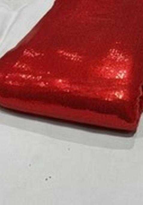 Red Sequin Blouse And Jacket Georgette Fusion Set