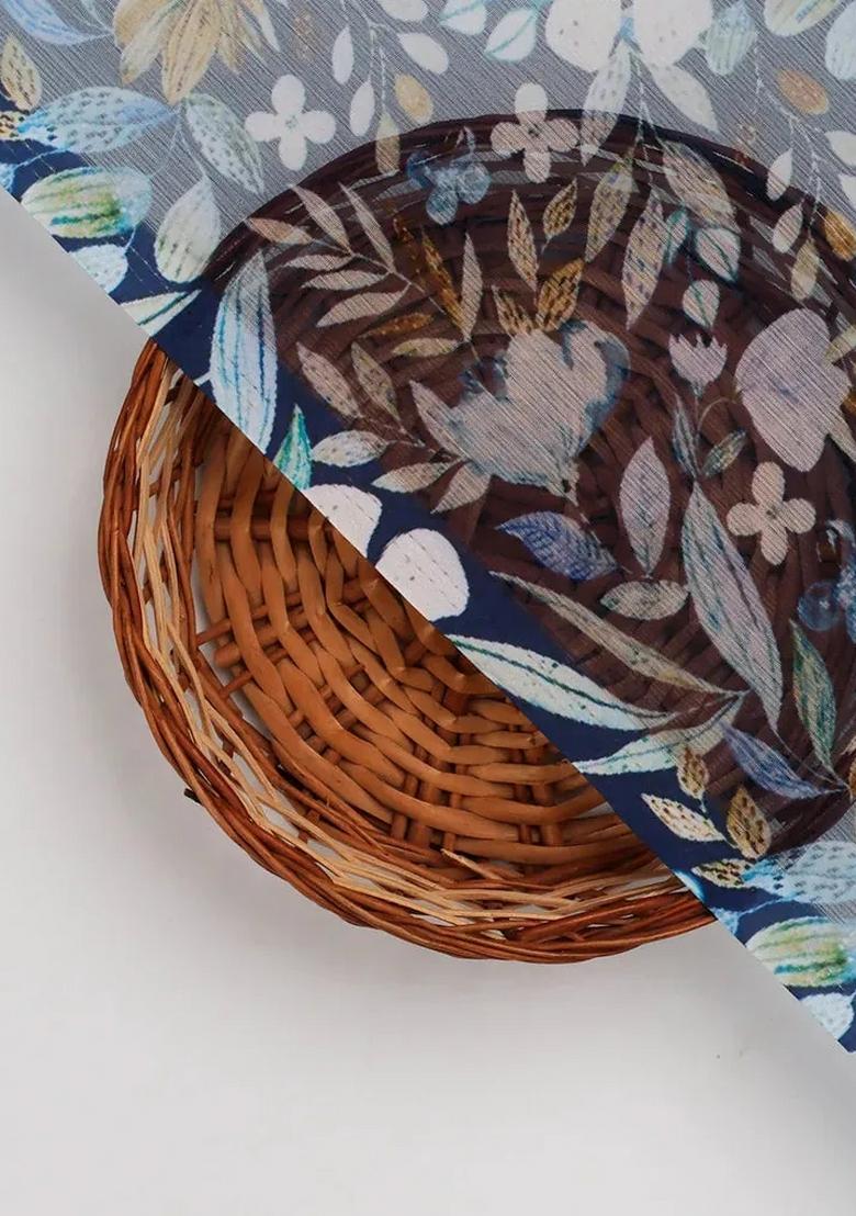 Blue Floral Printed Chiffon Fusion Set - Indya