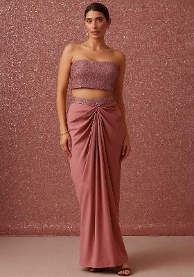 Pink Sequins Embroidery Net Fusion Set