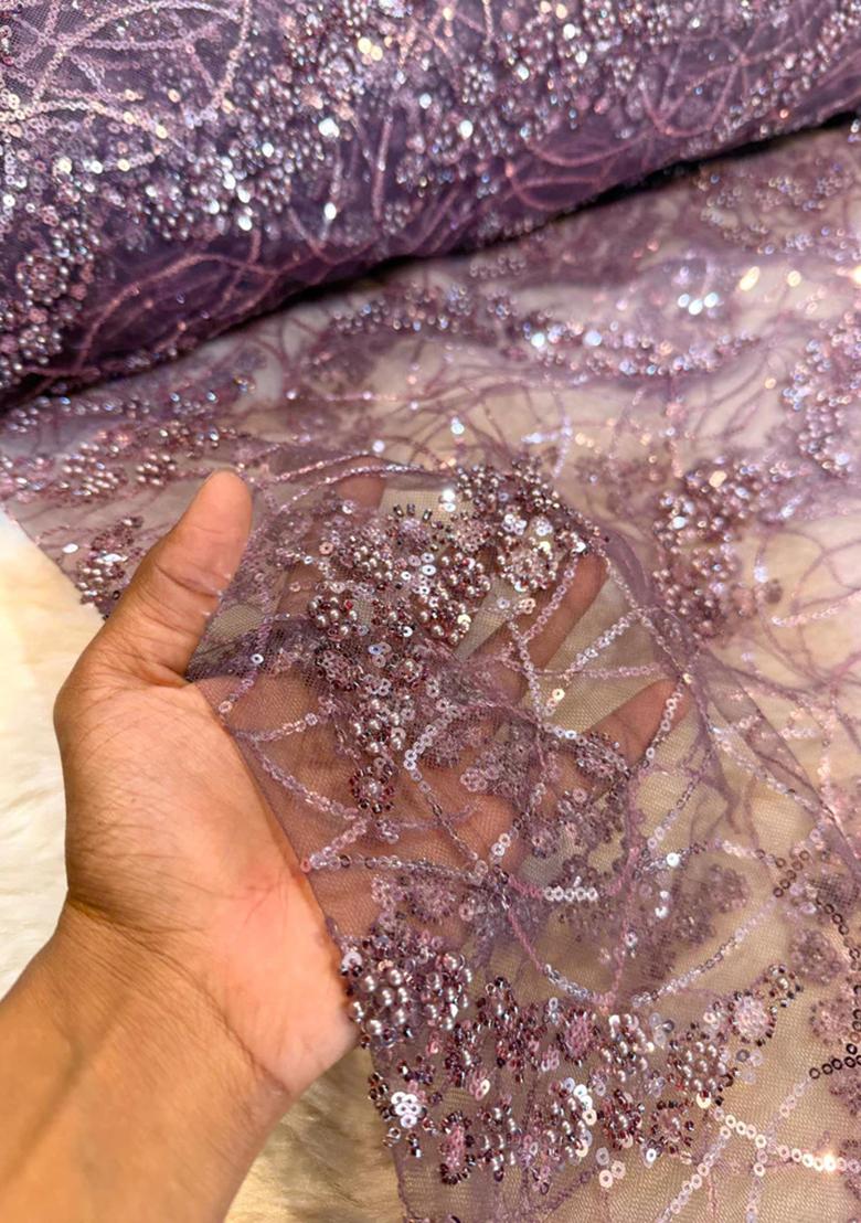 Purple Embroidery Net Skirt Set - Indya