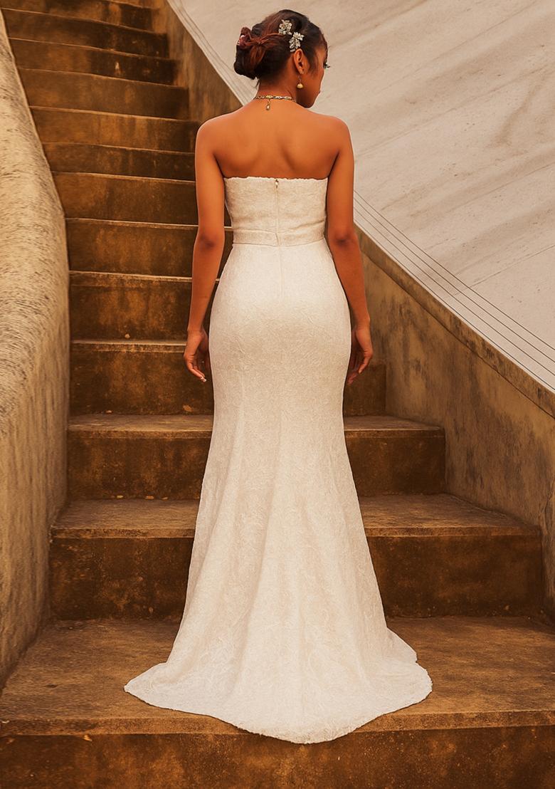 White Embroidery Net Skirt Set - Indya