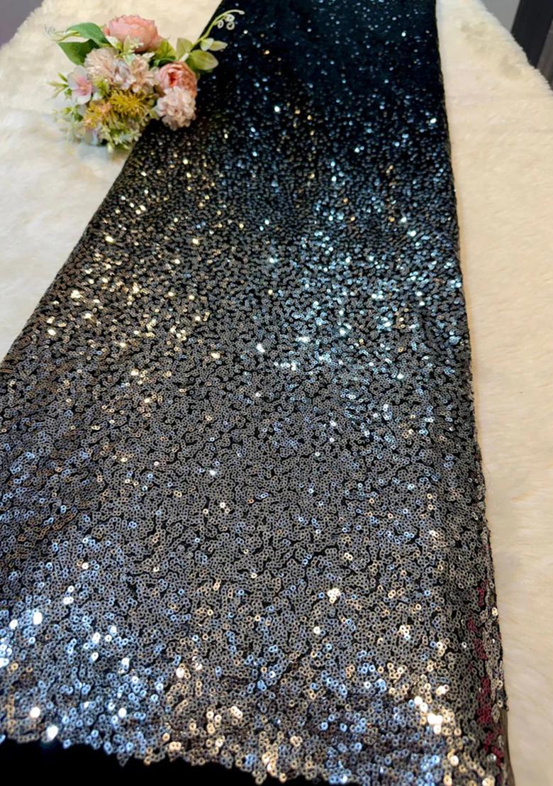 Black Sequins Embroidery Net Dress - Indya