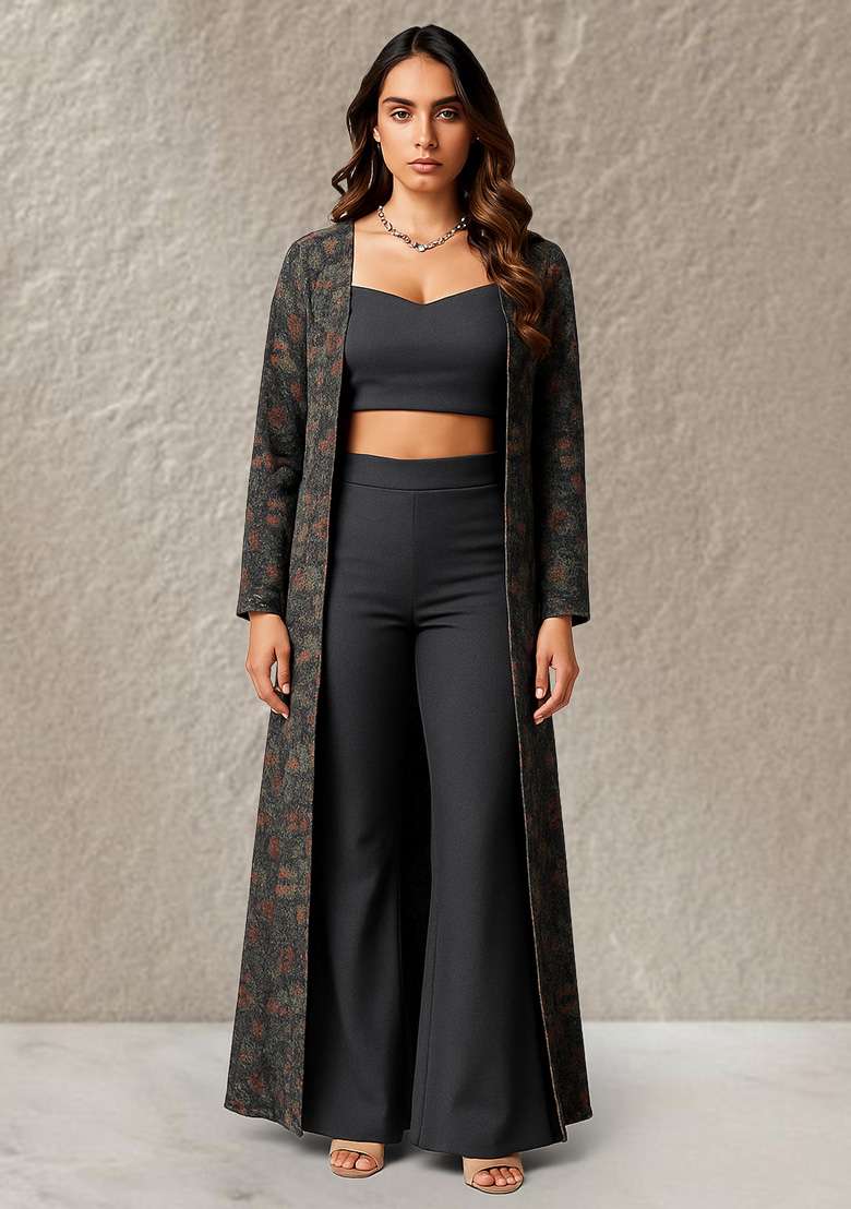 Multicolour Embroidered Silk Fusion Set - Indya