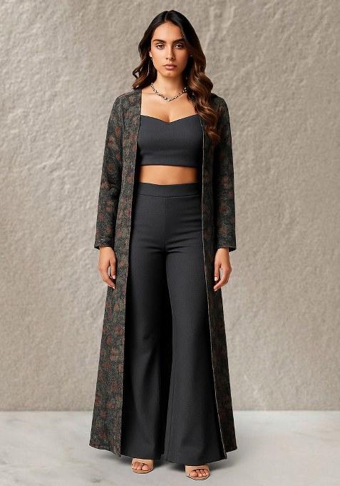 Multicolour Embroidered Silk Fusion Set