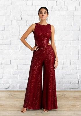 Red Sequin Net Fusion Set