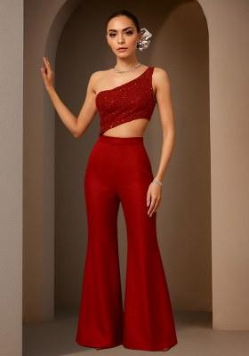 Red Sequin Net Fusion Set