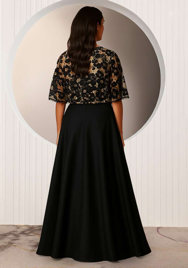 Black Embroidered Net Lehenga Set - Indya