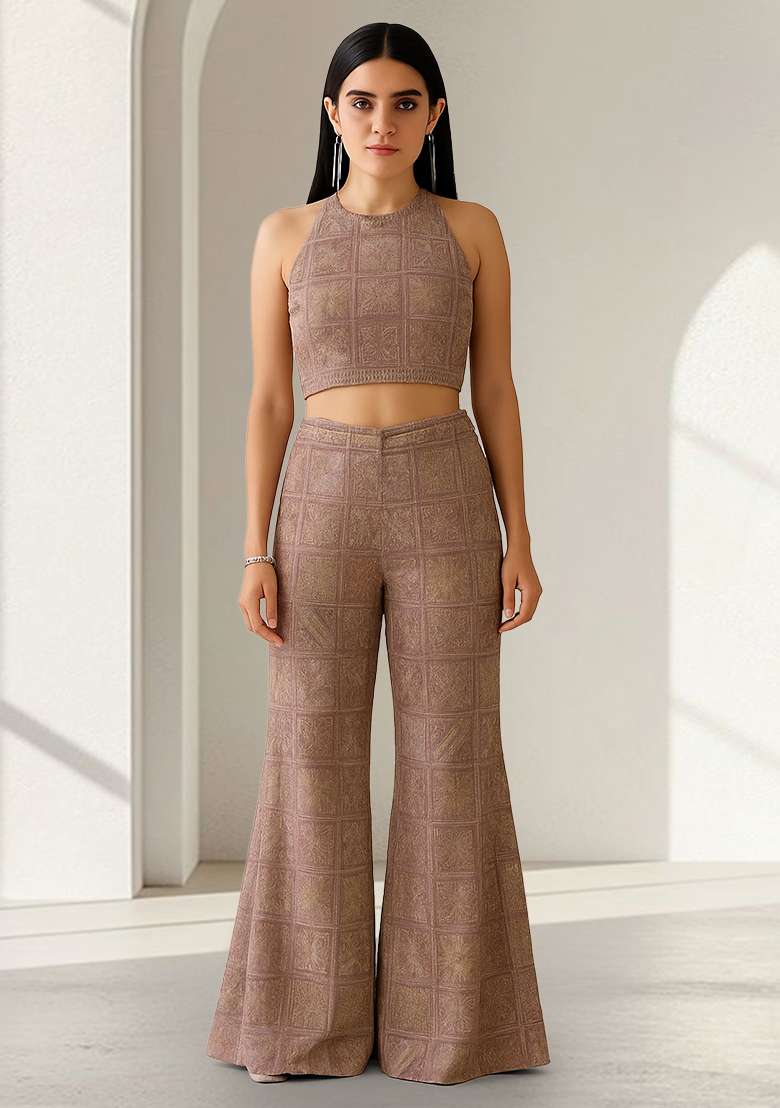 Multicolor Embroidered Silk Fusion Set - Indya