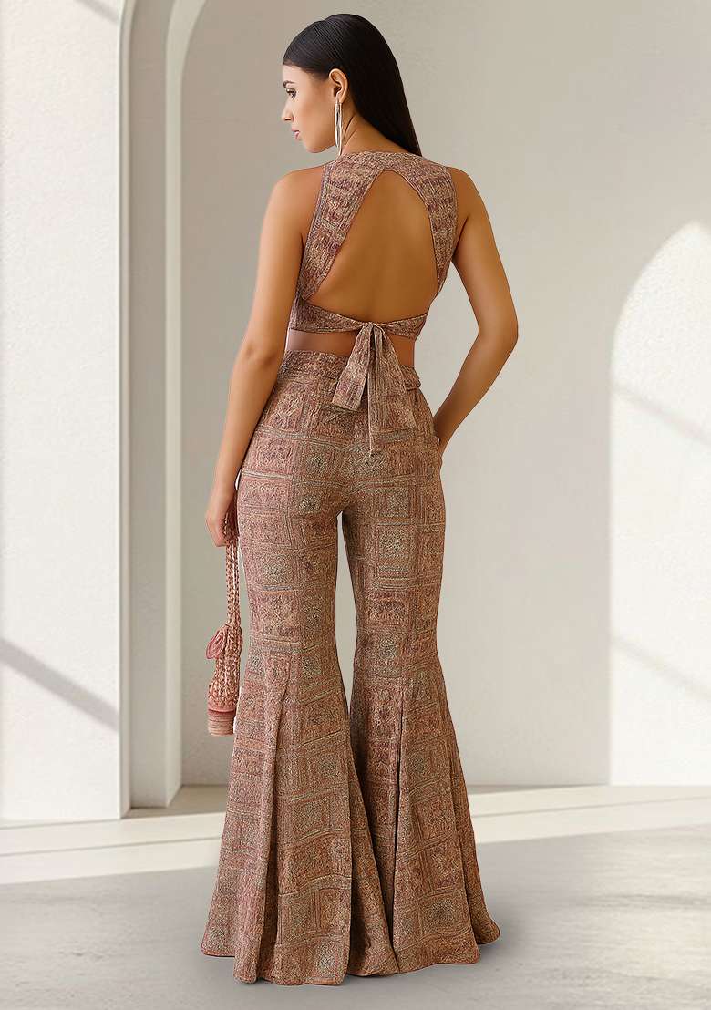 Multicolor Embroidered Silk Fusion Set - Indya