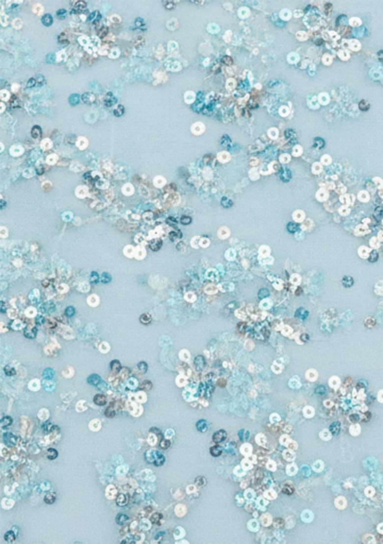 Blue Embroidered Net Fusion Set - Indya