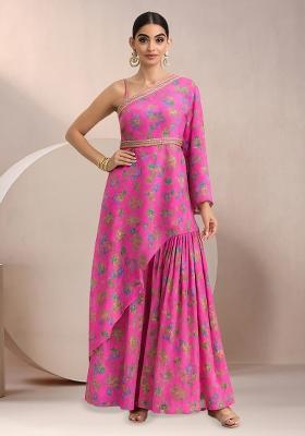 Pink Floral Print Chinon Fusion Set