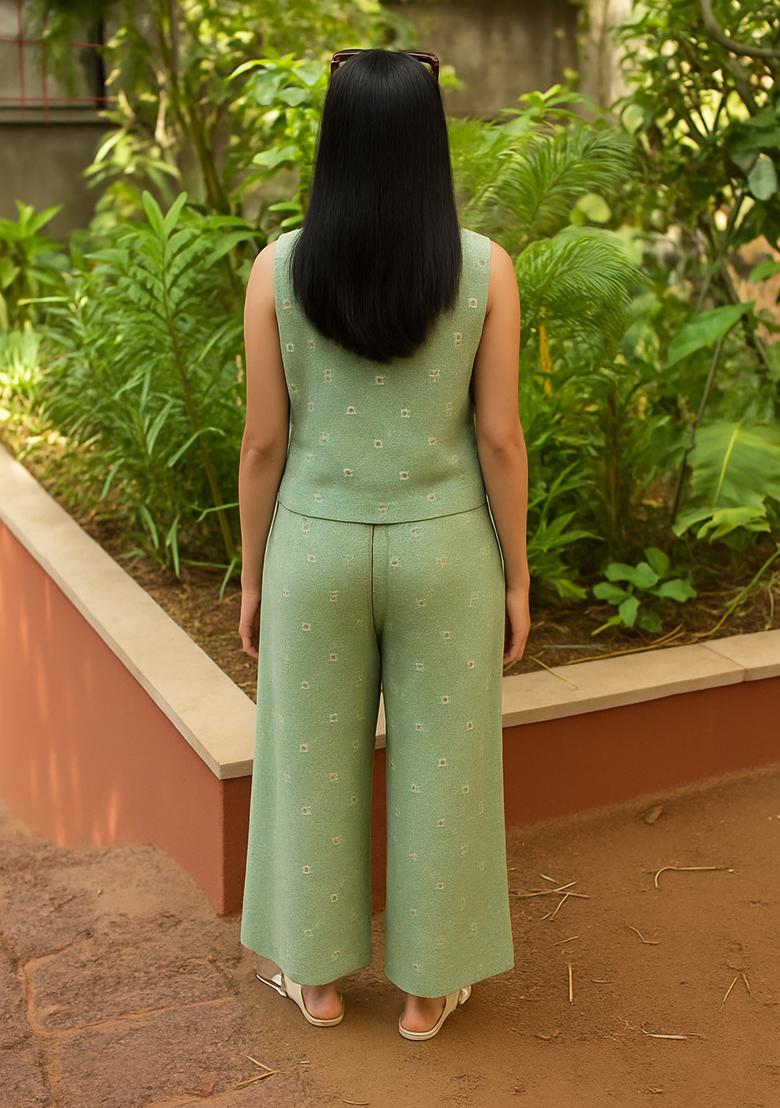 Grey Embellished Linen Fusion Set - Indya