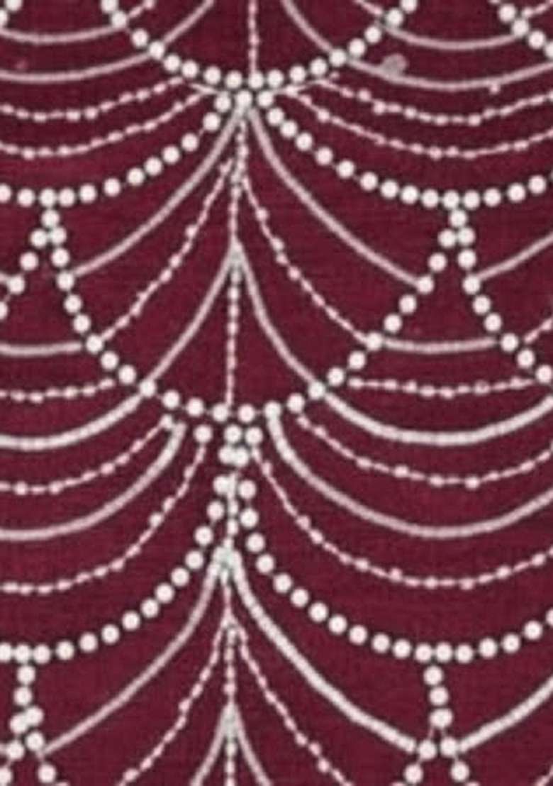 Maroon Embellished Net Pre Draped Saree Set - Indya