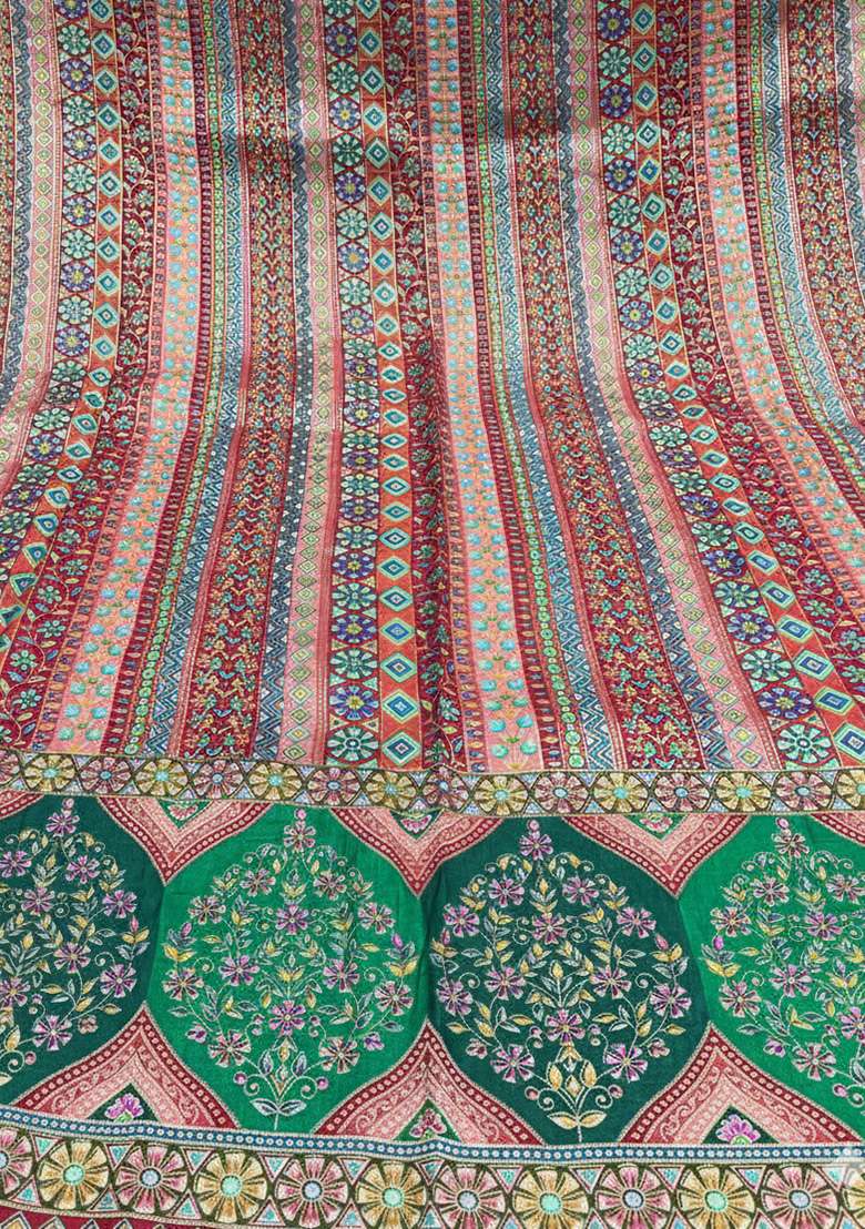 Multicolor Printed Brocade Anarkali Set - Indya