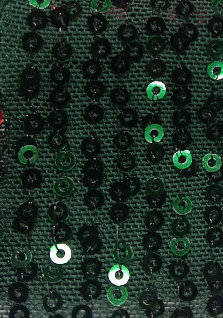 Emerald Green net Fusion Set with Sequin for Diwali | Wedding & Festive Wear - Indya