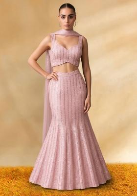 Soft Rose Pink Sequin net Fusion Set