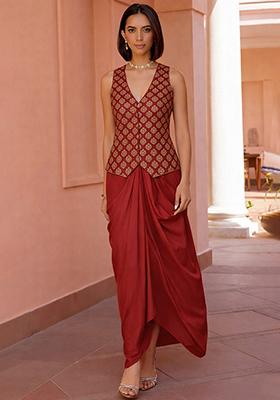 Red Brocade Fusion Set