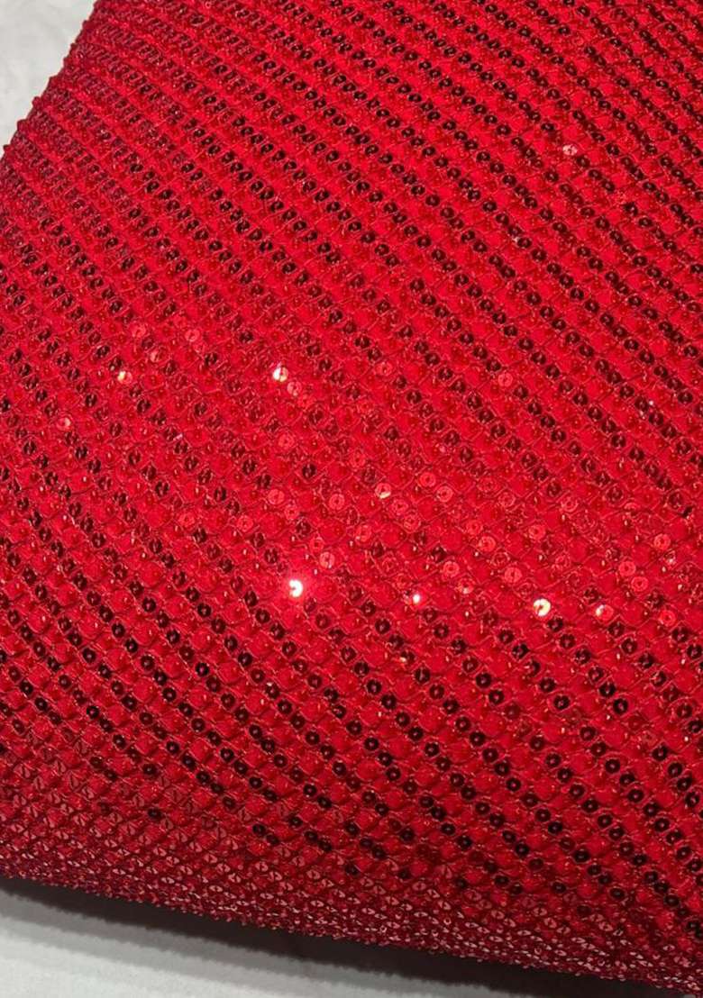 Wine Red Sequin Embellishment Georgette Fusion Set - Indya