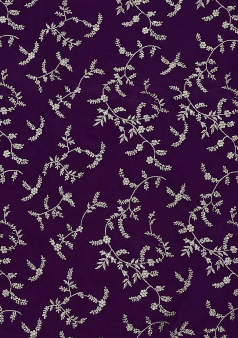 Purple Crepe Fusion Set With Embroidered Blouse - Indya