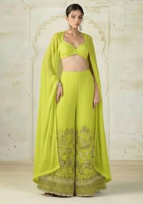 Lime Green Embroidered Tissue Fusion Set