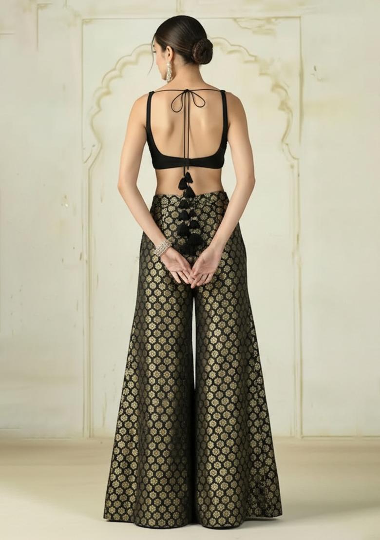 Black Brocade Fusion Set - Indya
