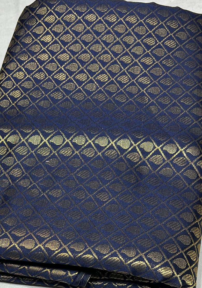 Navy Blue Brocade Fusion Set for Diwali | Wedding & Festive Wear - Indya