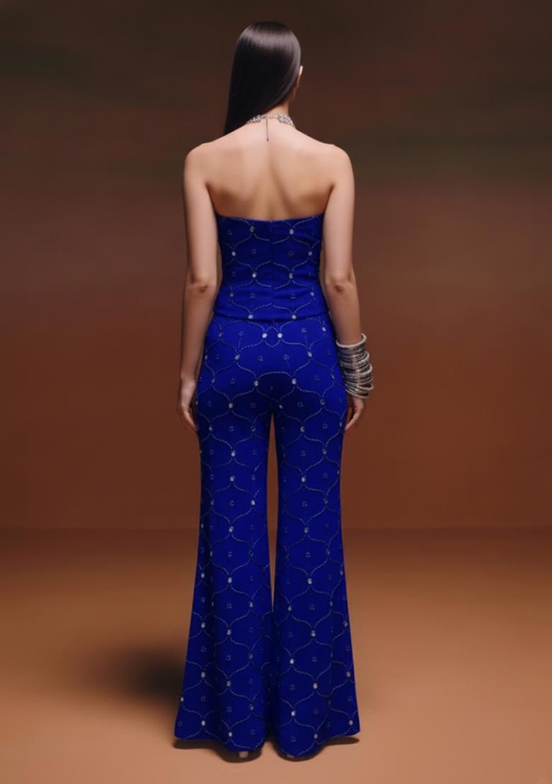 Blue Embroidery Georgette Fusion Set - Indya