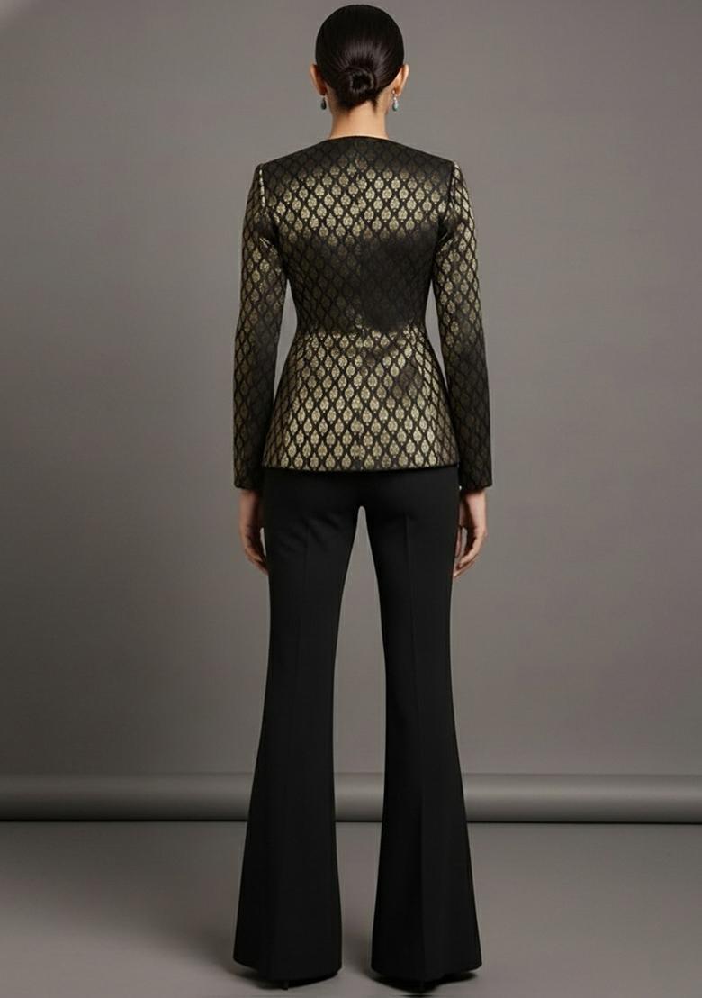 Black Brocade Fusion Set - Indya