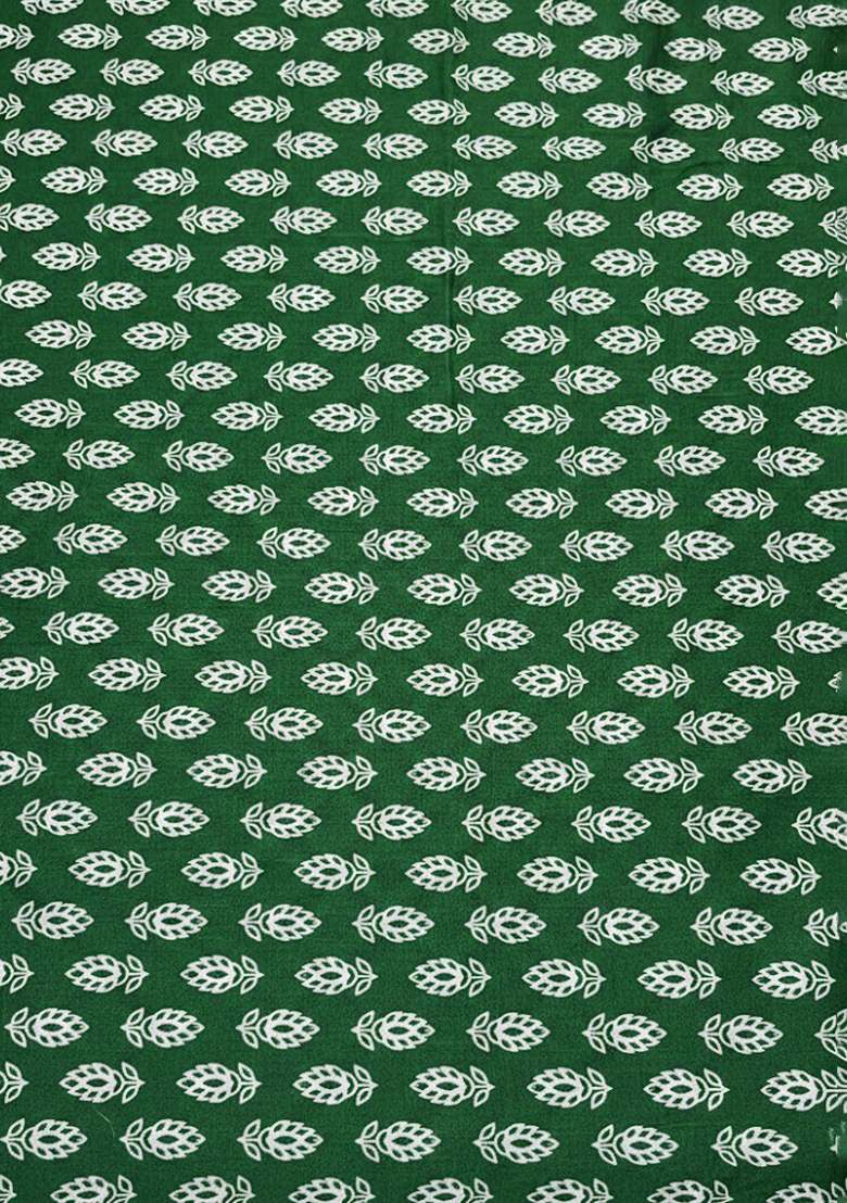 Green Poly Blend Printed Fusion Set - Indya