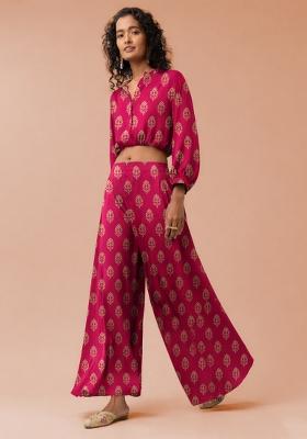 Pink Poly Blend Printed Fusion Set