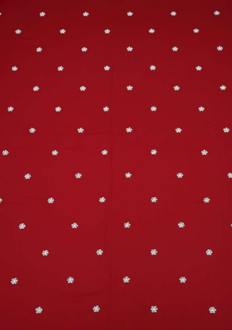 Cherry Red Moss Fusion Set with Embroidered for Diwali | Wedding & Festive Wear - Indya