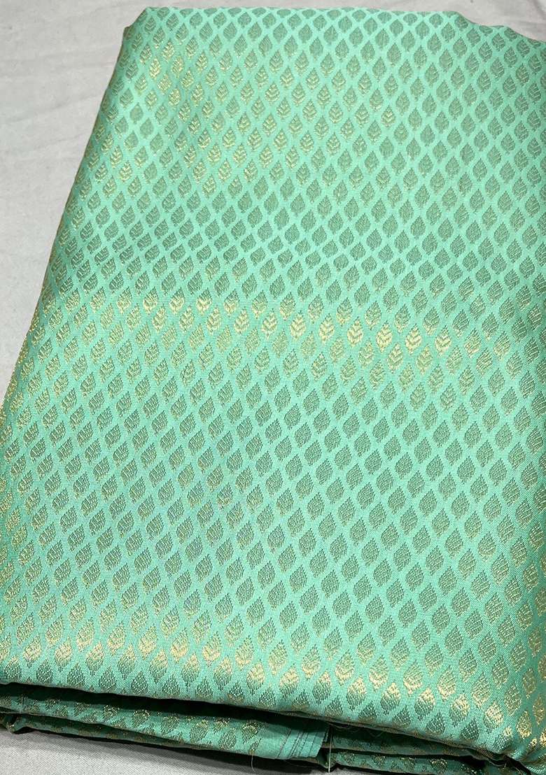 Mint Green Brocade Fusion Set for Diwali and Festive Wear - Indya
