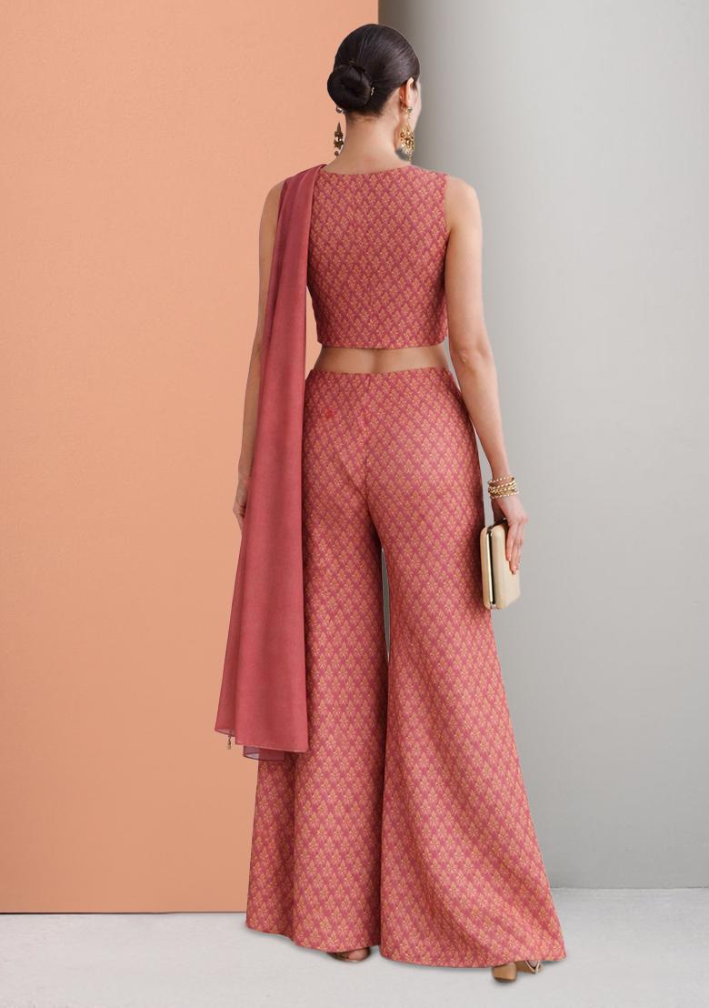 Pink Brocade Fusion Set - Indya