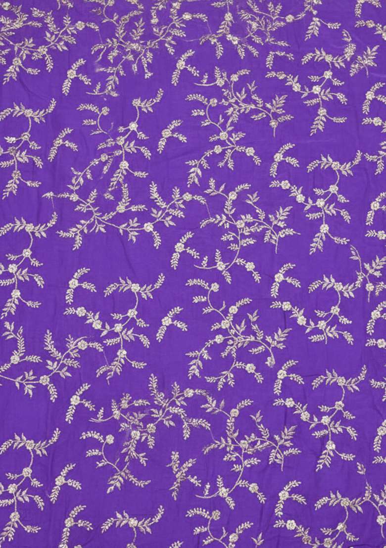 Purple Embroidered Crepe Fusion Set - Indya