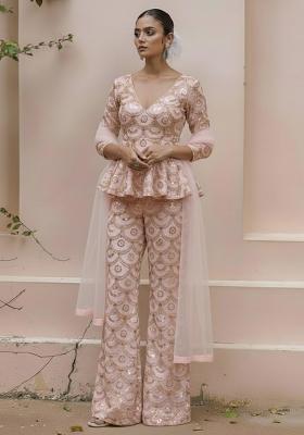 Pink Sequin Crepe Fusion Set