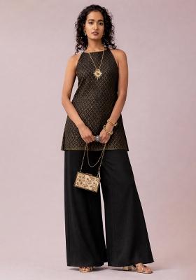 Black Brocade Kurta Set