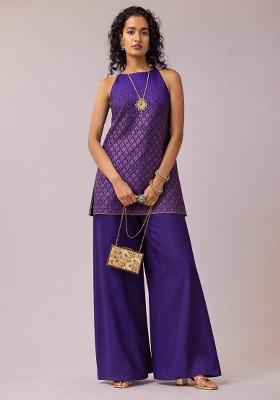 Royal Purple Brocade Kurta Set
