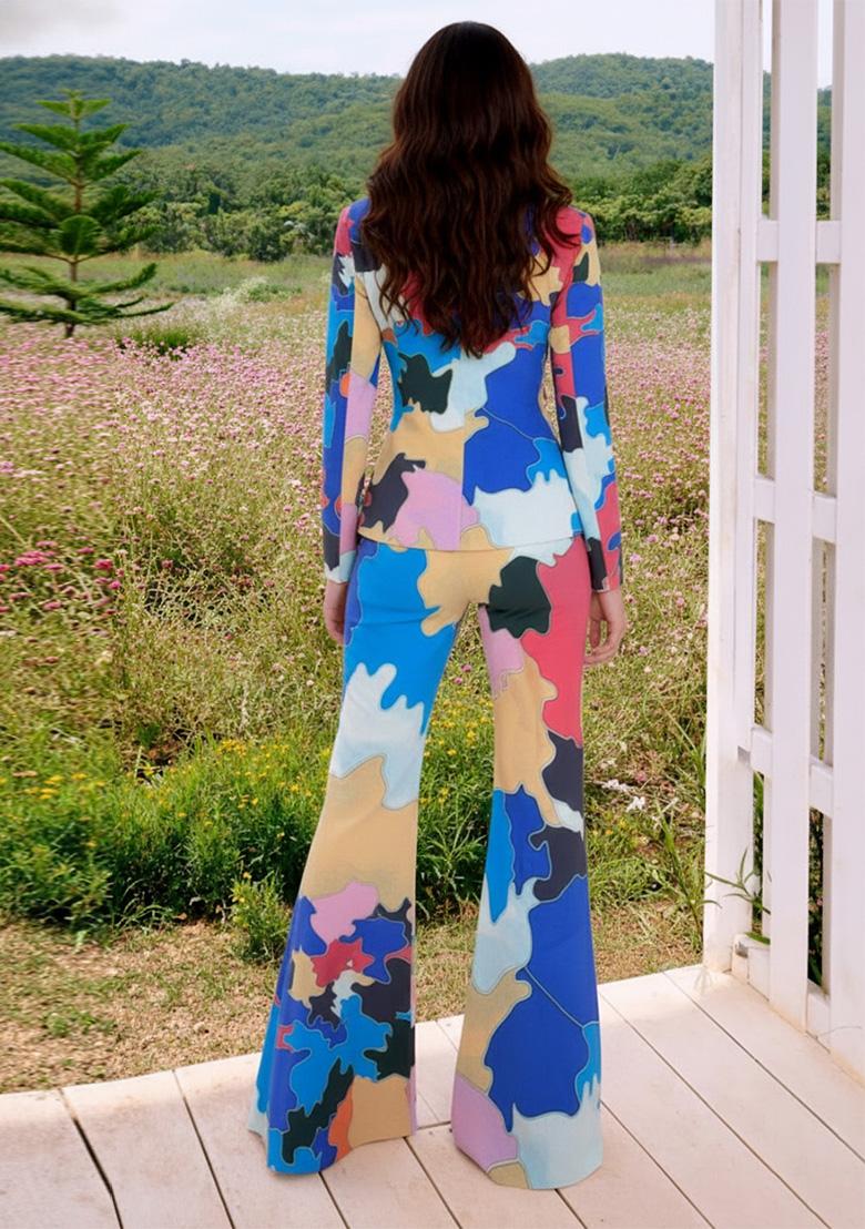 Black Abstract Print Chinon Fusion Set - Indya