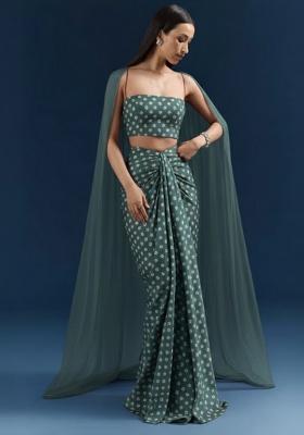 Sage Green Embroidered Moss Fusion Set