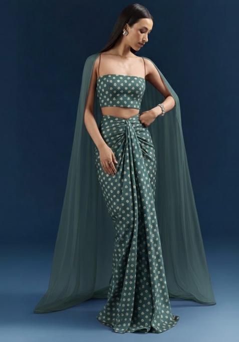 Sage Green Embroidered Moss Fusion Set