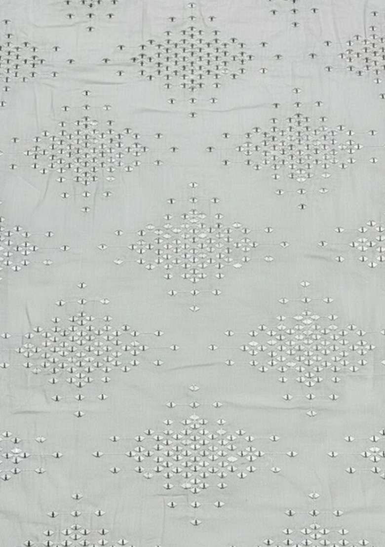 Silver Embroidered Silk Fusion Set - Indya