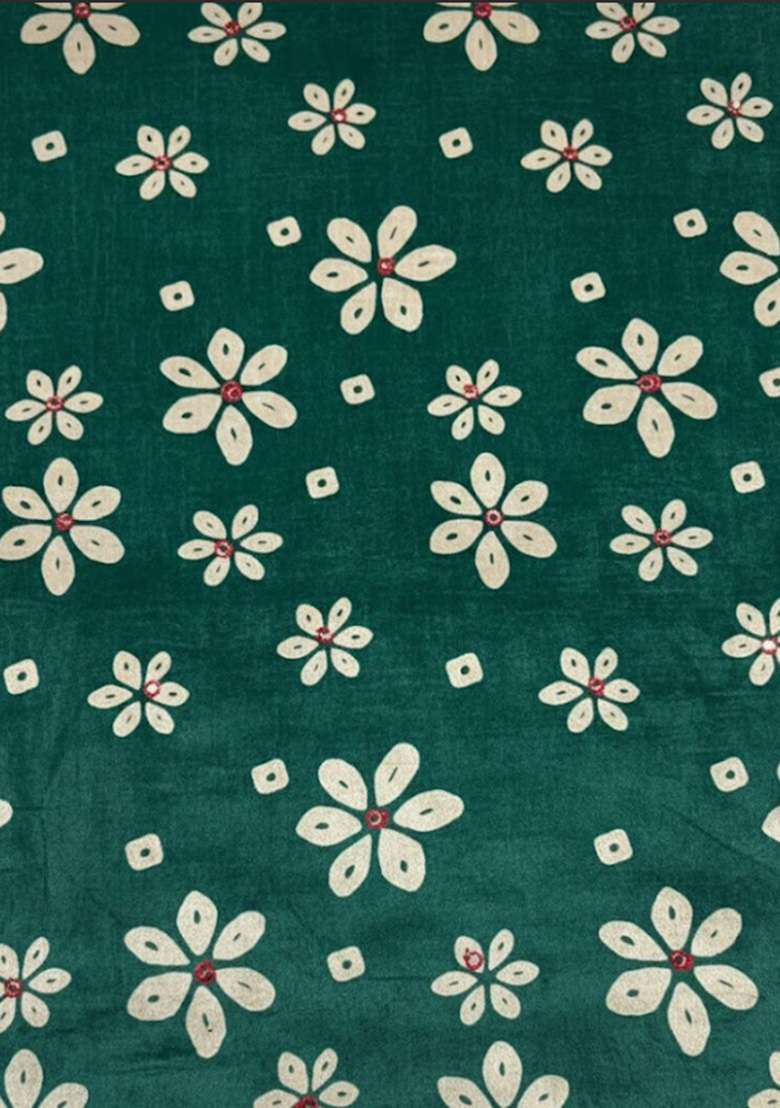 Green Embroidered Velvet Fusion Set - Indya