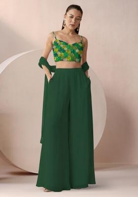 Green Bandhani Print Crepe Fusion Set