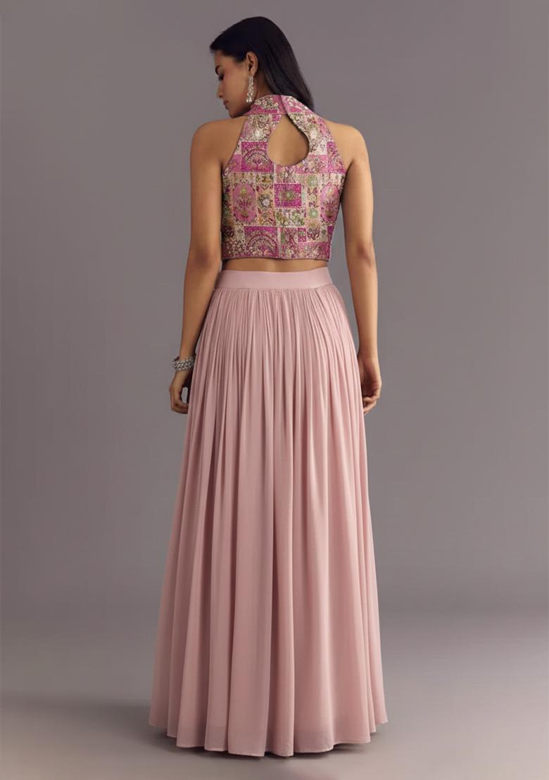 Blush Pink Silk Fusion Set - Indya