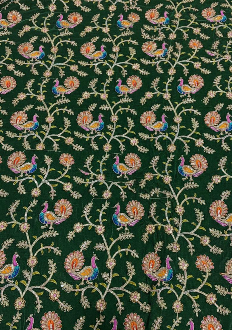 Green Figure Print Crepe Fusion Set - Indya