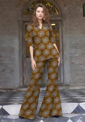 Brown Sequin Silk Fusion Set