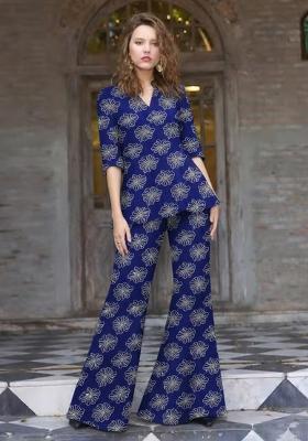 Royal Blue Sequin Silk Fusion Set