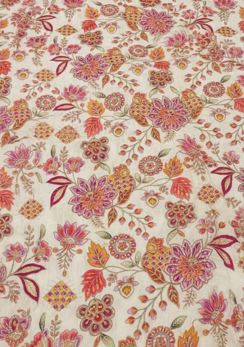 Pink Floral Print Crepe Fusion Set - Indya