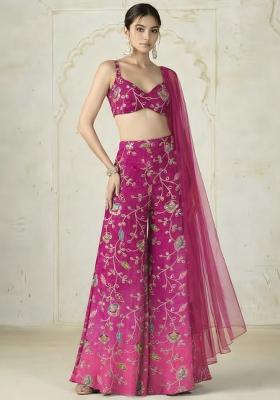 Rani Pink Sequin Silk Fusion Set